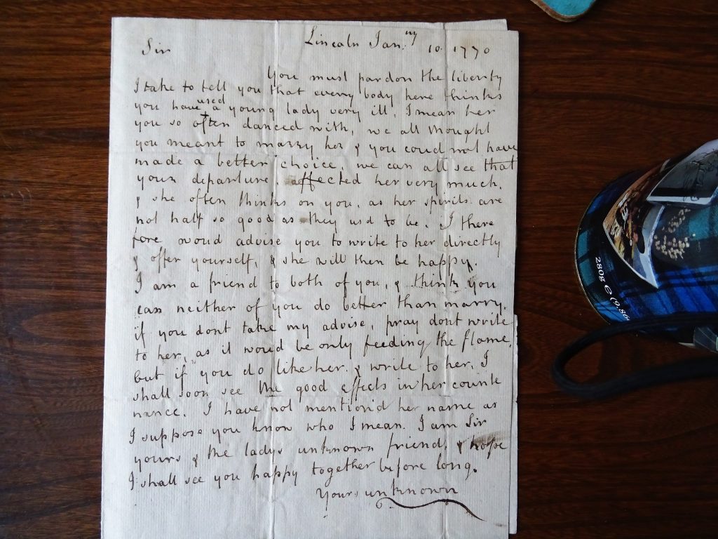 Letter addressed to Captain Ramsay of the Scotch Greys at Balbirnie