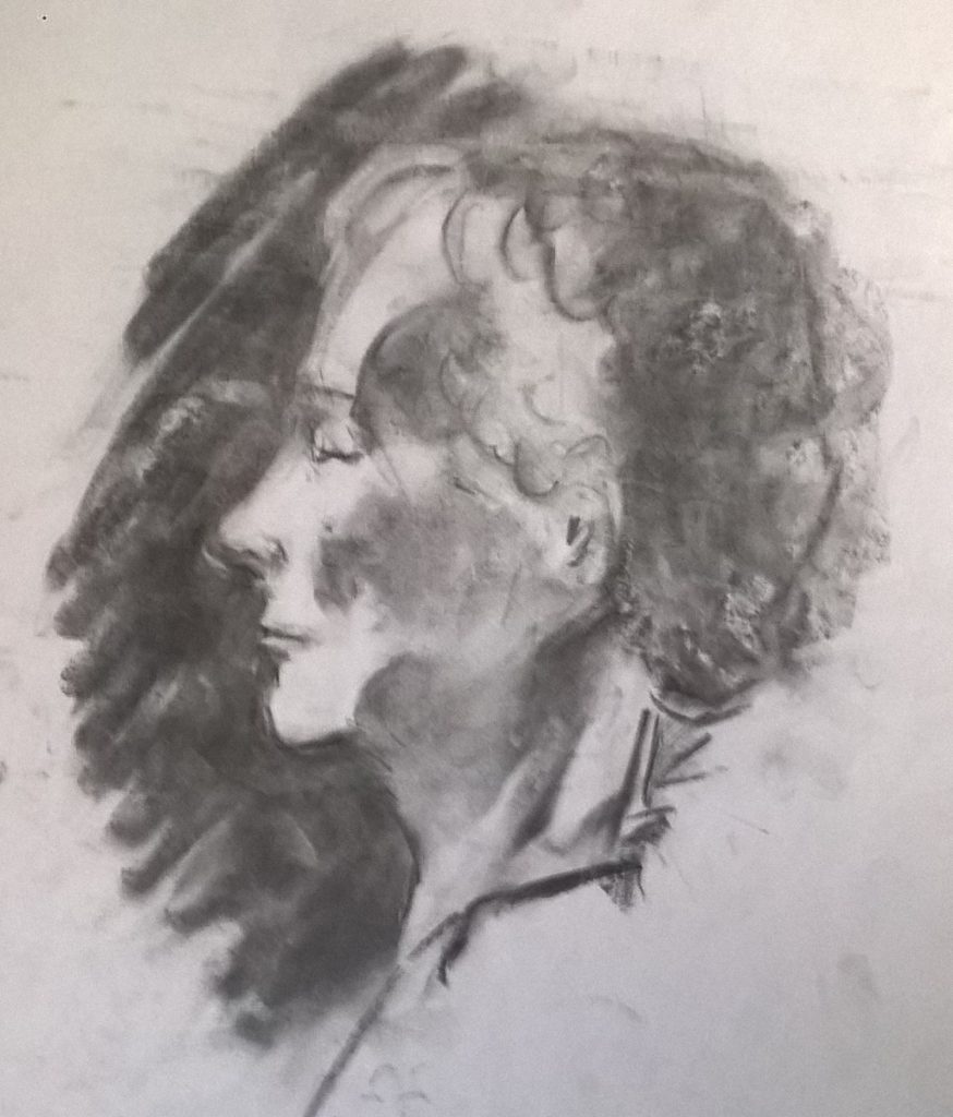 sketch portrait of Euphan aged 80
