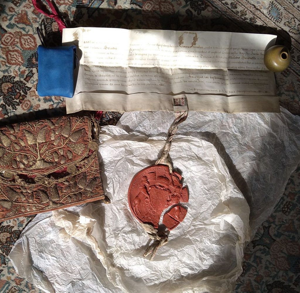Charter of the Ramsay baronetcy with royal seal attached.
